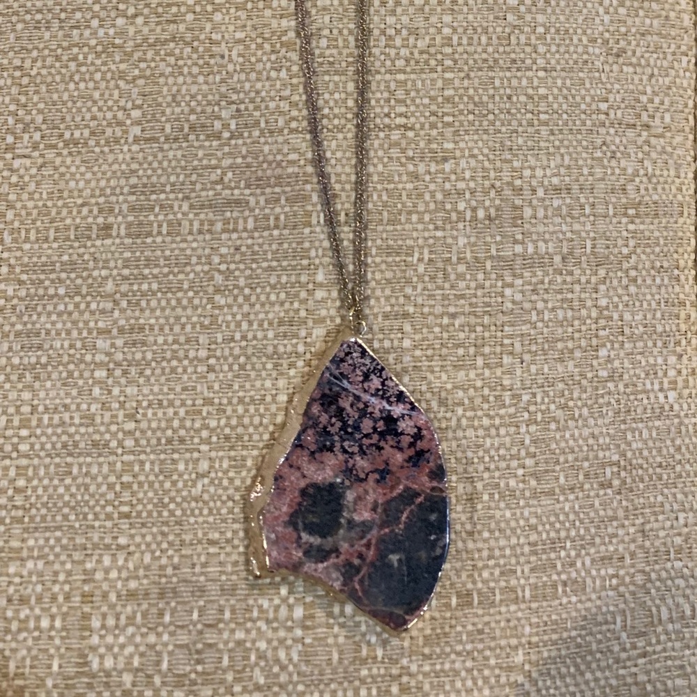 Brown/black stone necklace with 12 inch chain